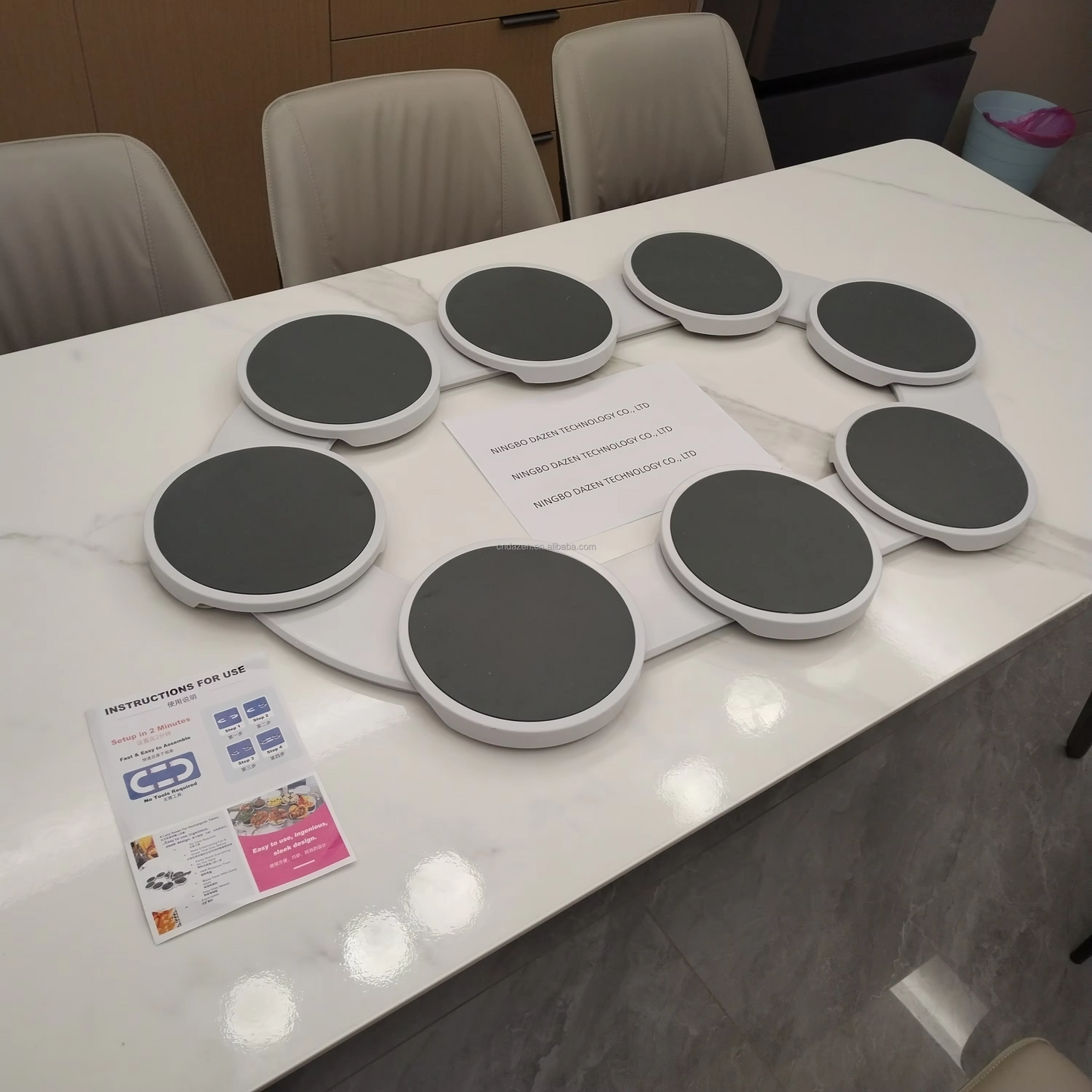 Rotating Dinner Table with Expandable Trays