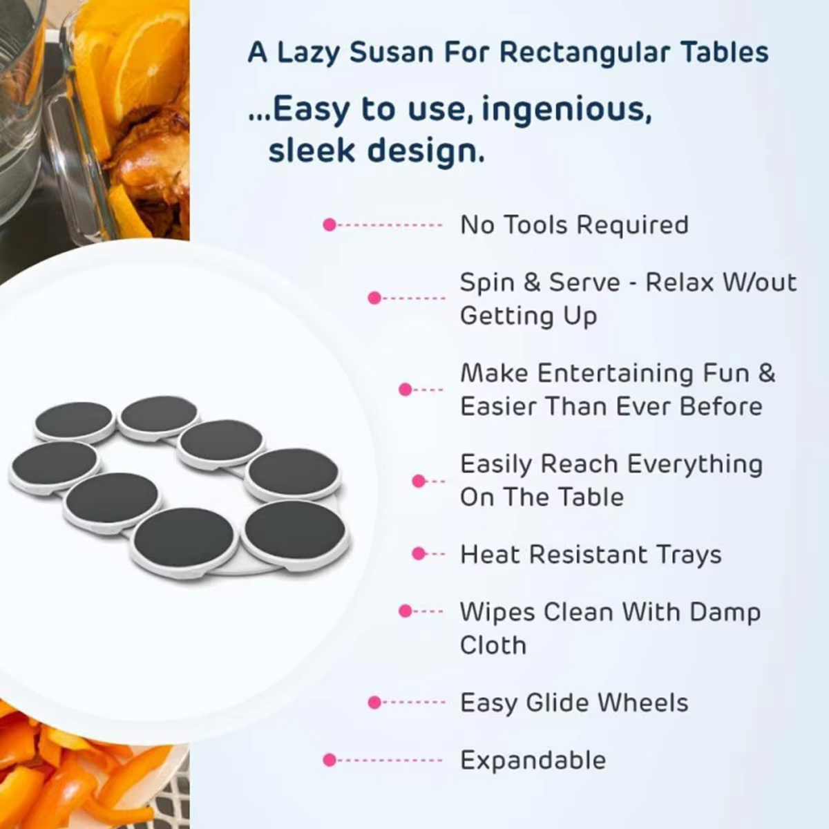 Rotating Dinner Table with Expandable Trays