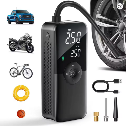 Aussie Finds™ Portable Tire Inflator – Rechargeable Digital Air Compressor + FREE CARRY BAG