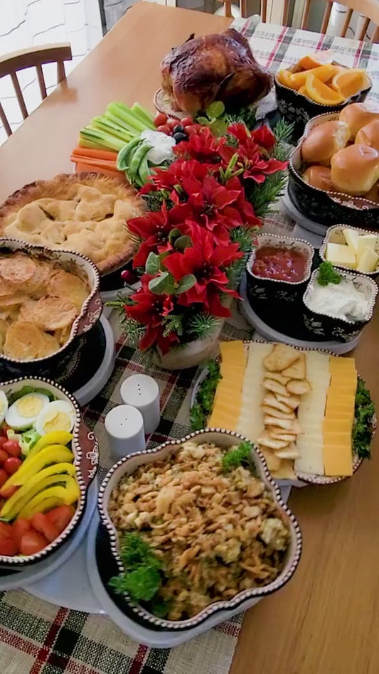 Rotating Dinner Table with Expandable Trays